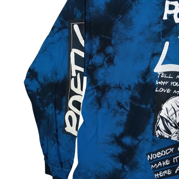 Chemistry Poetic Justice 1993 Tupac Graphic Tee Size 3X Blue Tie Dye Long Sleeve - Picture 4 of 10